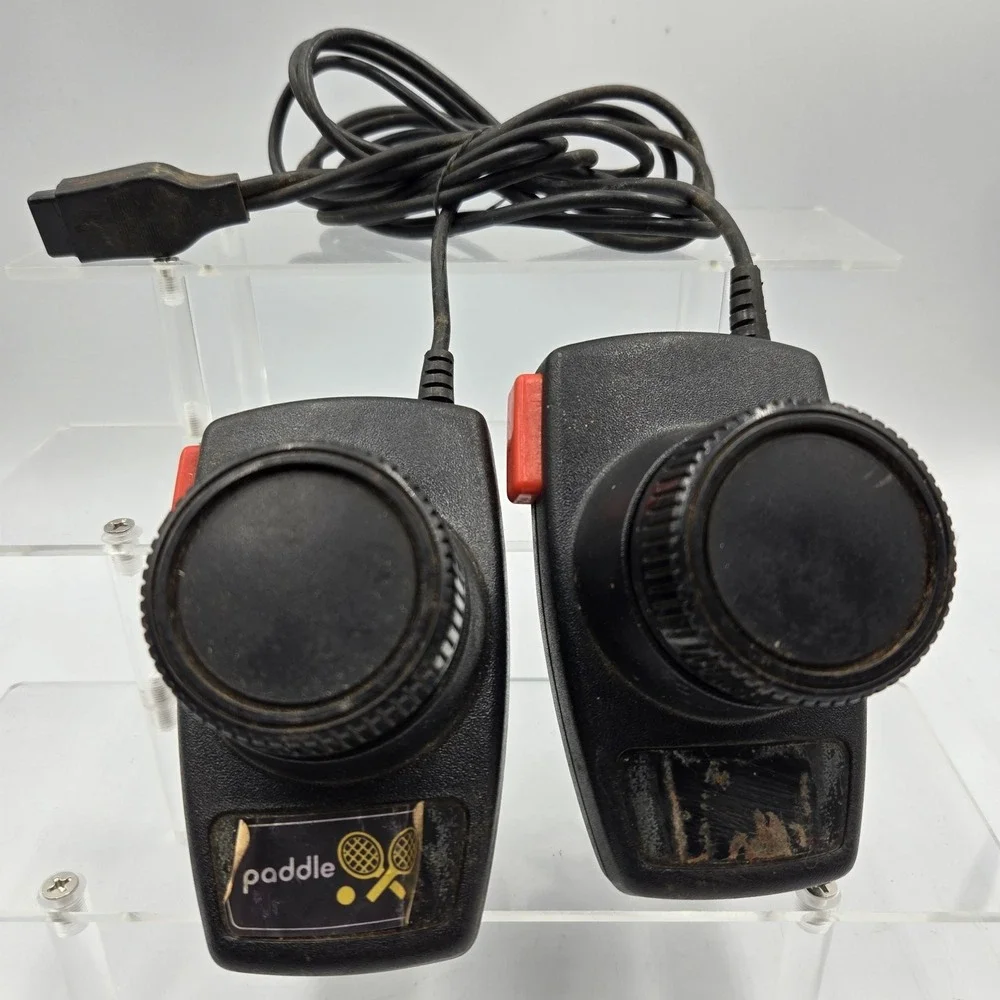 Atari 2600 Pong‎ Tennis Dual Paddle Controllers Set Of 2 OEM Tested EUC VTG